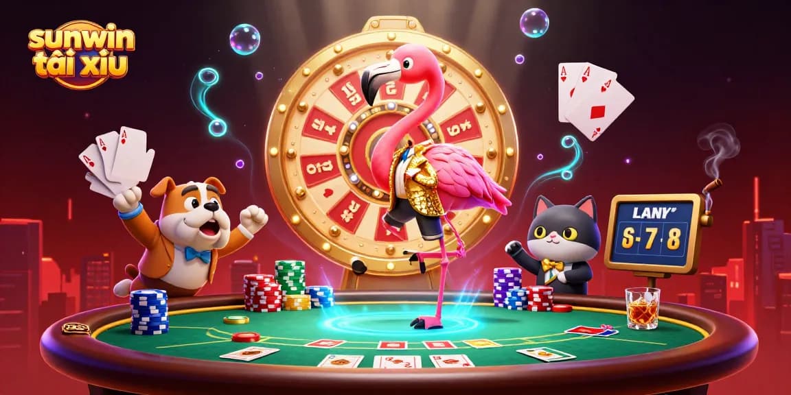 Engage with sunwin tài xỉu as a game show host flamingo spins to win huge prizes with enthusiastic contestants