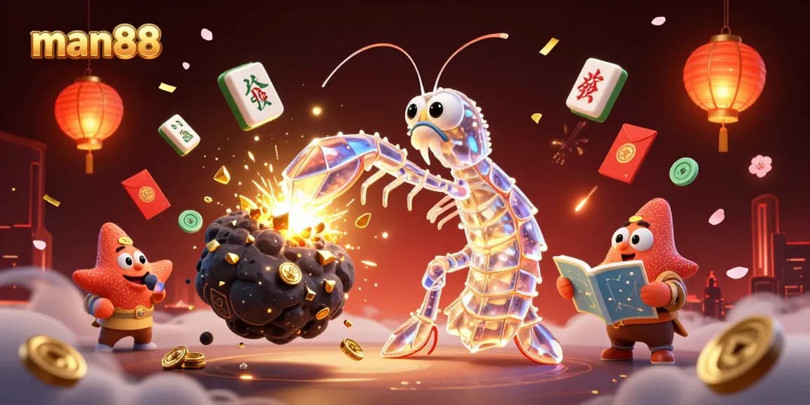 Experience man88's thrilling gambling world with vibrant 3D illustration, showcasing a galactic samurai conveying excitement.