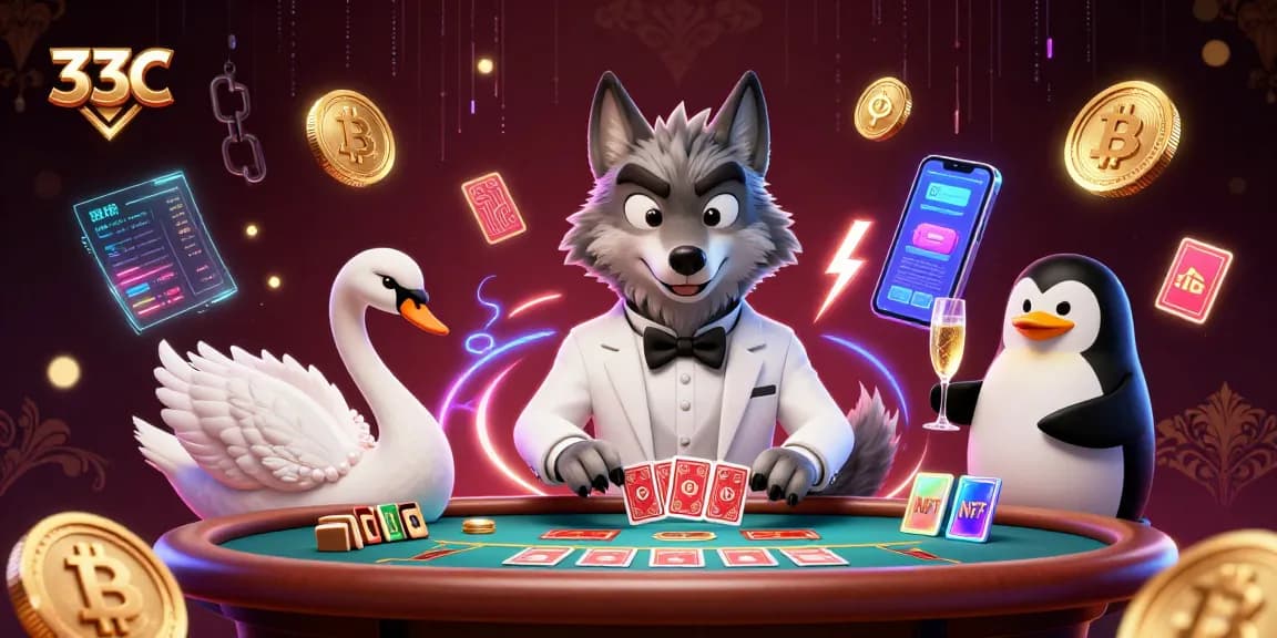 Play at 33CC and enjoy an exciting 3D casino experience with vibrant characters and crypto elements.