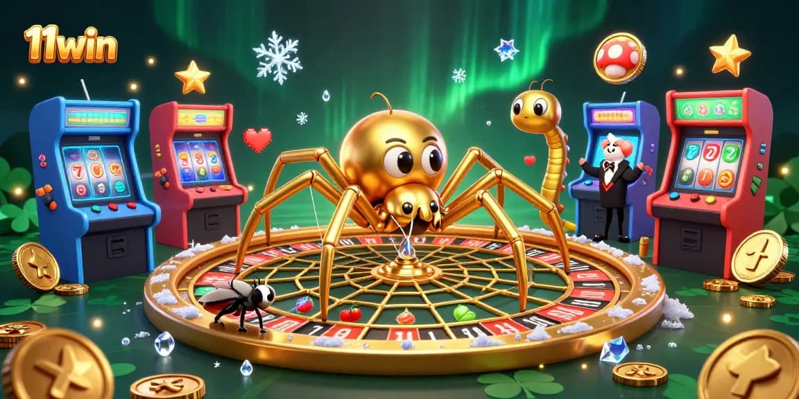 Experience the thrill of betting with 11win's animated casino scene featuring dynamic characters and vibrant gaming elements.