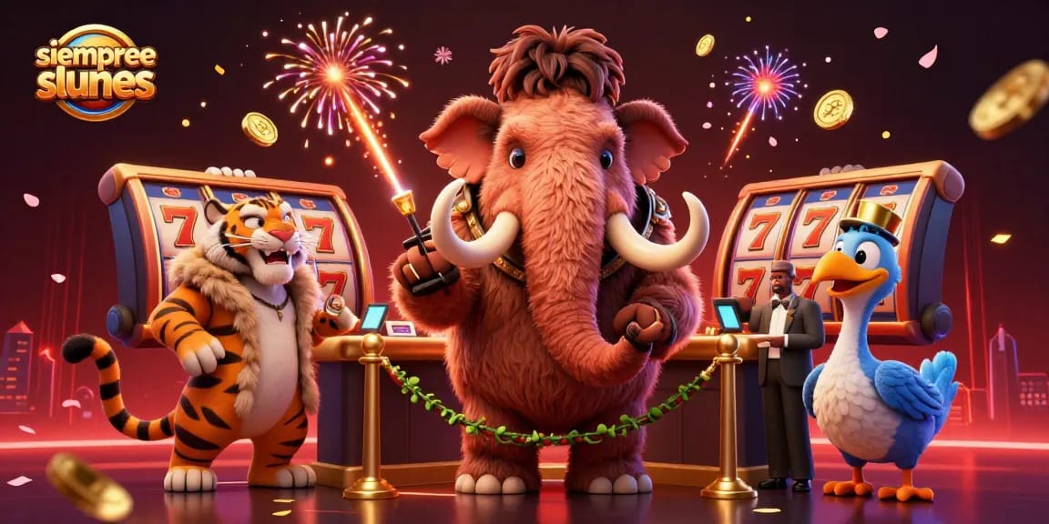 Experience the excitement of siempreeslunes with a dynamic casino bouncer scene showcasing vibrant games and characters.