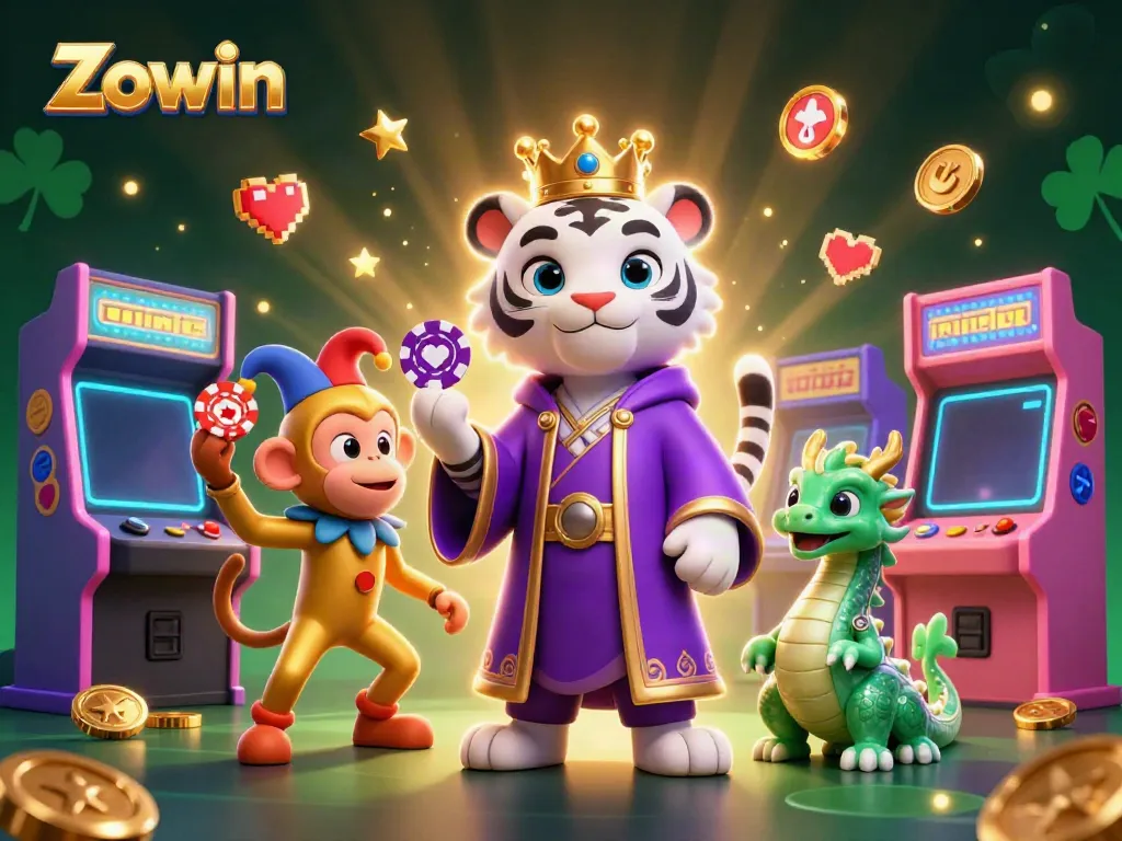 Experience the fun of Zowin with our vibrant 3D casino illustration showcasing exciting game elements.