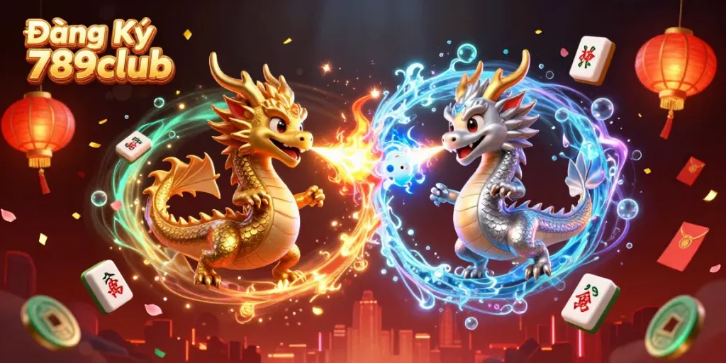 Engage in gaming excitement with Đăng Ký 789club, featuring dragons and vibrant casino elements.