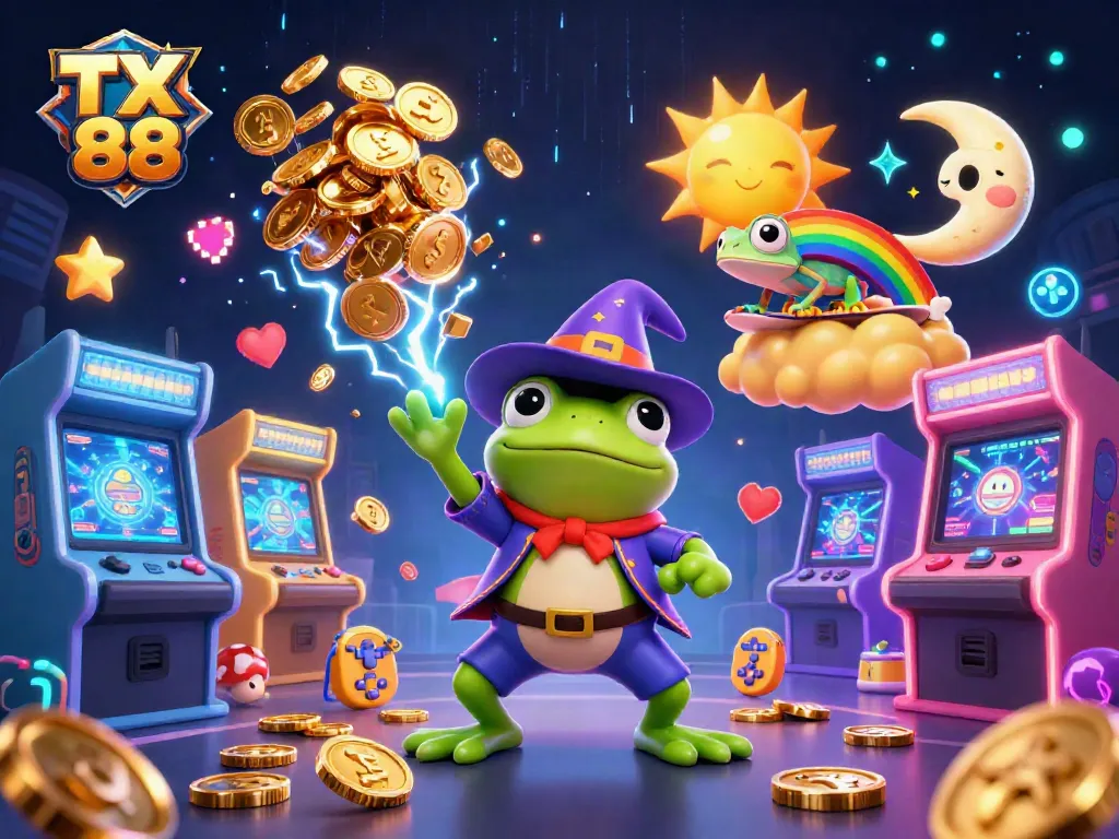 Experience the excitement of TX 88 with vibrant characters and dynamic casino elements.