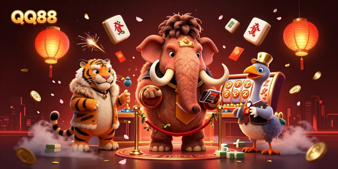 Experience QQ88's vibrant casino scene with unique characters and engaging slot games.