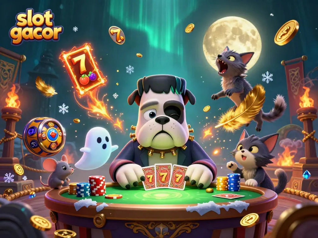 Experience thrilling slot gacor action with unique characters in an exciting casino scene.