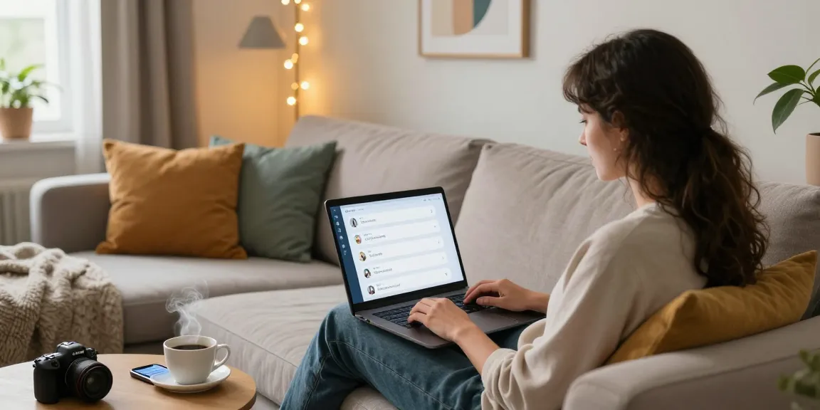 Engaging scene featuring AI chat NSFW on a laptop in a cozy home, showcasing modern digital interaction.