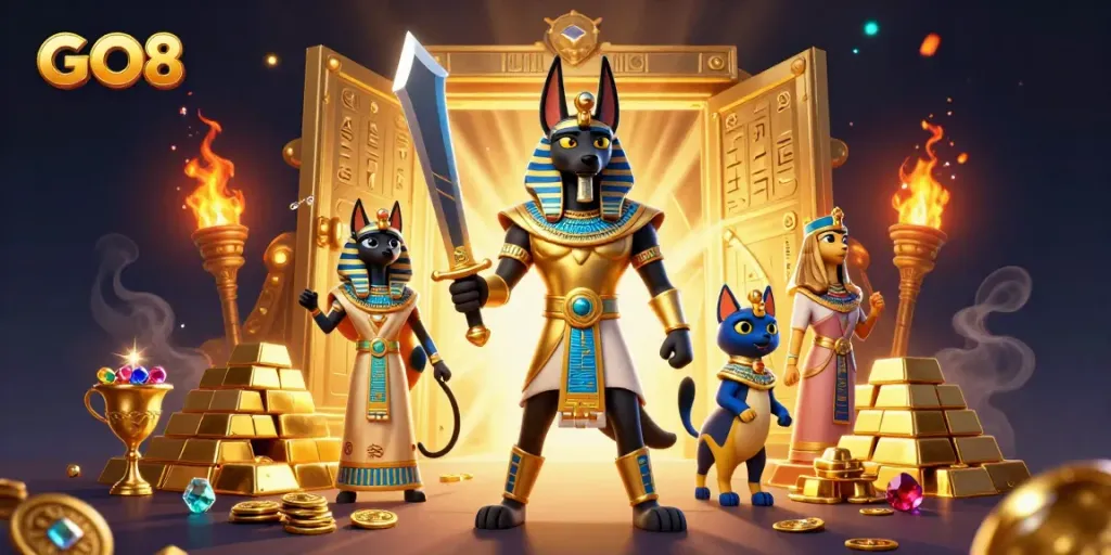 Win big with GO8 treasures in an enchanting, vibrant casino setting filled with riches.