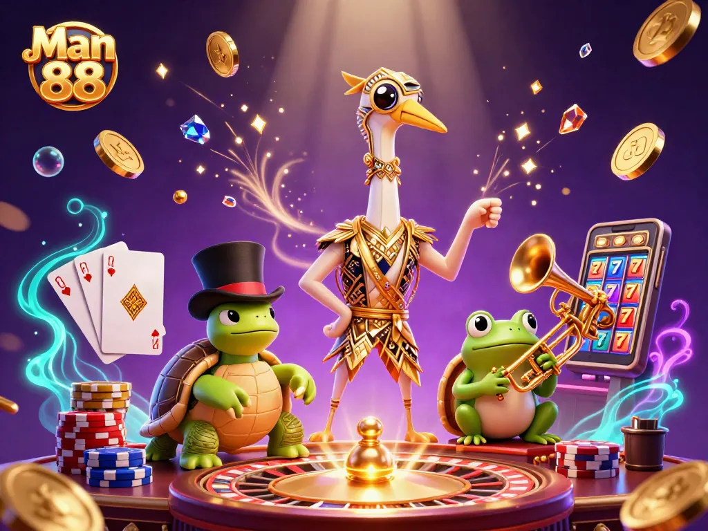 Experience Man 88 like never before with vibrant characters, golden coins, and dynamic gaming elements.