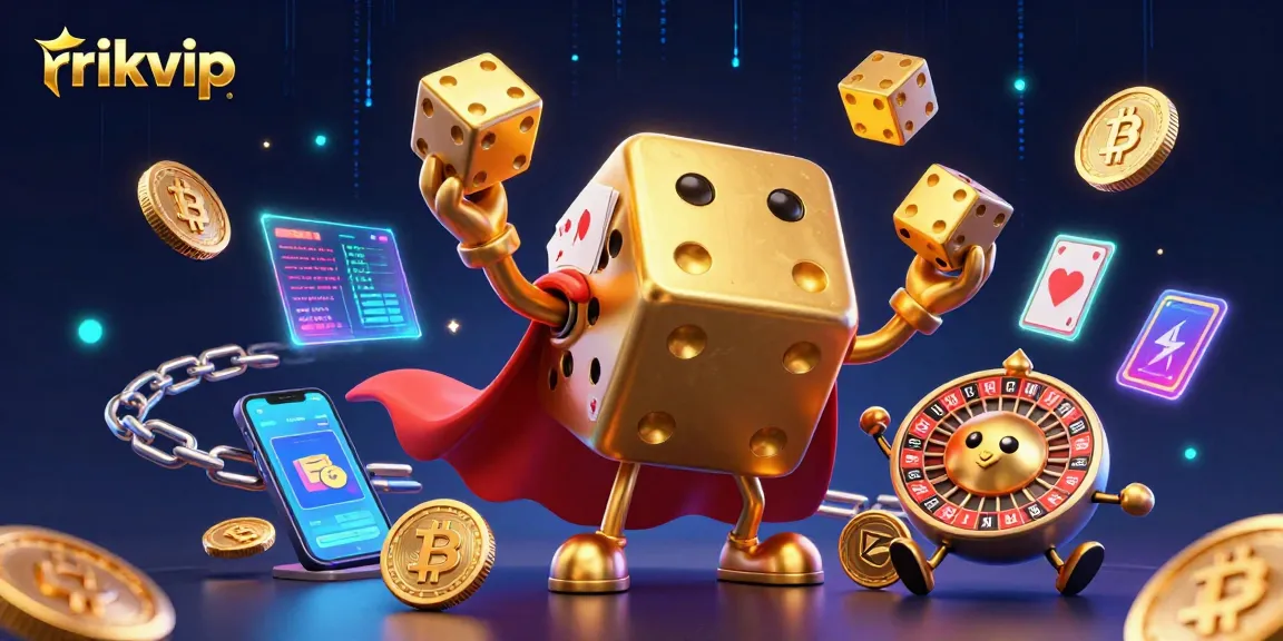 Play exciting games at rikvip with engaging elements like golden dice and cryptocurrency coins.
