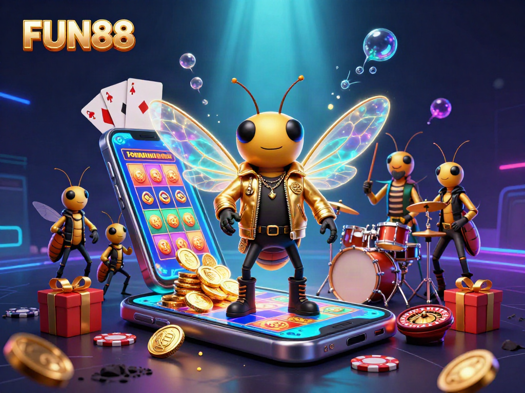 Engage with FUN88's thrilling online casino experience featuring vibrant cartoon characters and dynamic games.