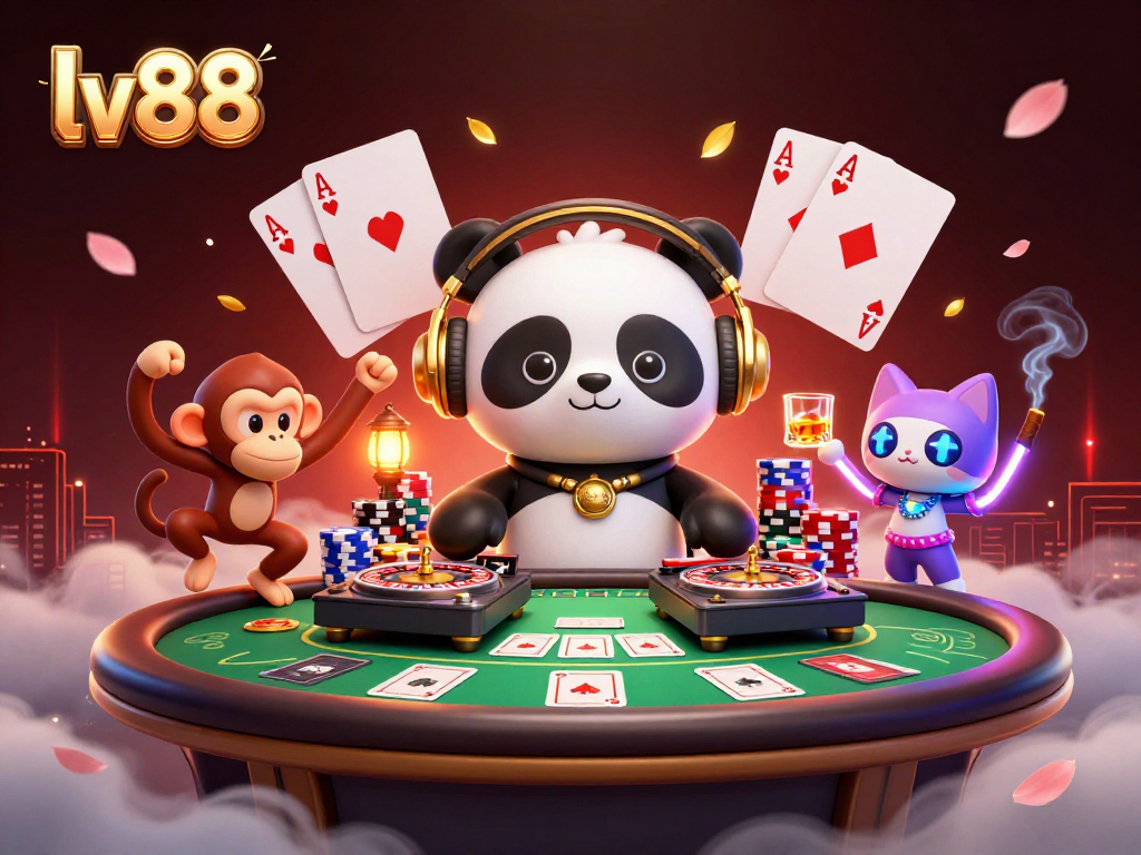 Experience thrilling gameplay at lv88 with dynamic casino characters celebrating the excitement of gambling.