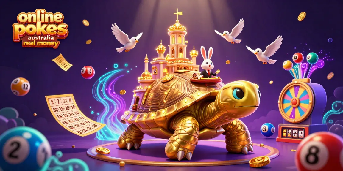 Spin to win with online pokies Australia real money amidst a vibrant 3D casino scene.